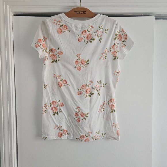 Aeropostale Classic Short Sleeve Peach Floral Large Graphic Shirt - Picture 3 of 8
